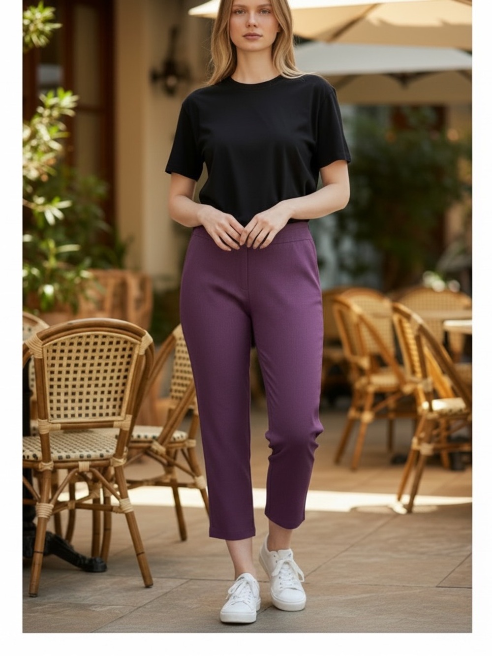 Avenue Straight Leg Pants in Deep Plum